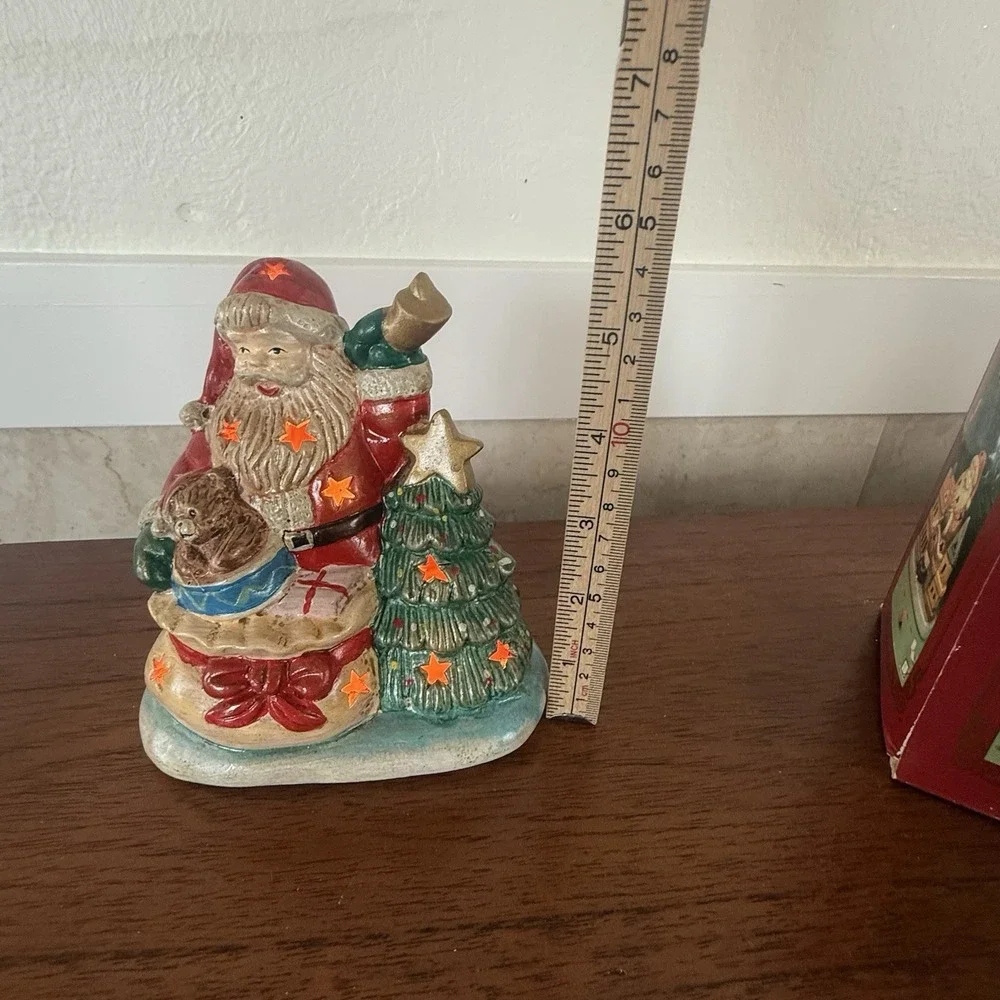 Santa Decoration Ceramic Vintage Christmas‎ Village Toy Bag Teddy Bear.